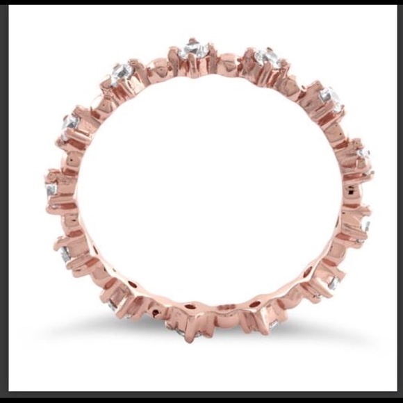 14k Rose Gold Eternity CZ Ring - Picture 7 of 8
